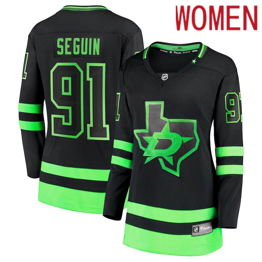 Women Dallas Stars 91 Tyler Seguin Fanatics Branded Black Alternate Premier Breakaway Player NHL Jersey